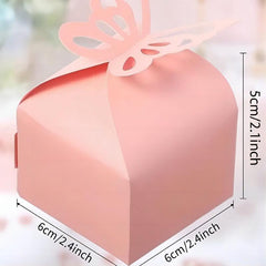100pcs Pink Butterfly Gift Boxes Set Wedding Birthday 6x6x5cm