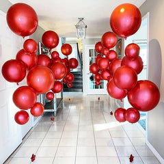 6pcs Red Aluminum Foil Balloon Round Polyester Film Balloon