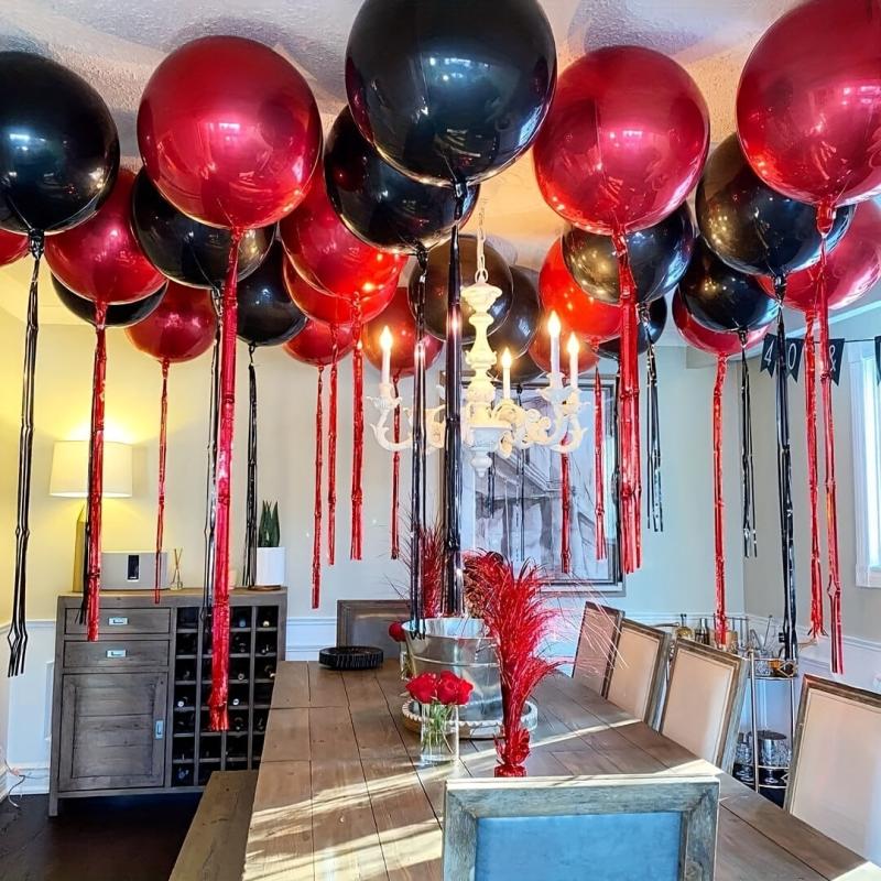 6pcs Red Aluminum Foil Balloon Round Polyester Film Balloon