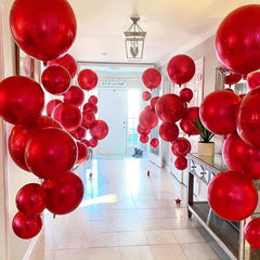 6pcs Red Aluminum Foil Balloon Round Polyester Film Balloon