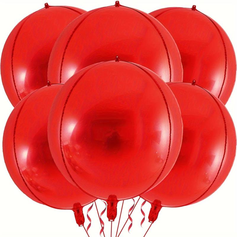 6pcs Red Aluminum Foil Balloon Round Polyester Film Balloon