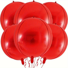 6pcs Red Aluminum Foil Balloon Round Polyester Film Balloon
