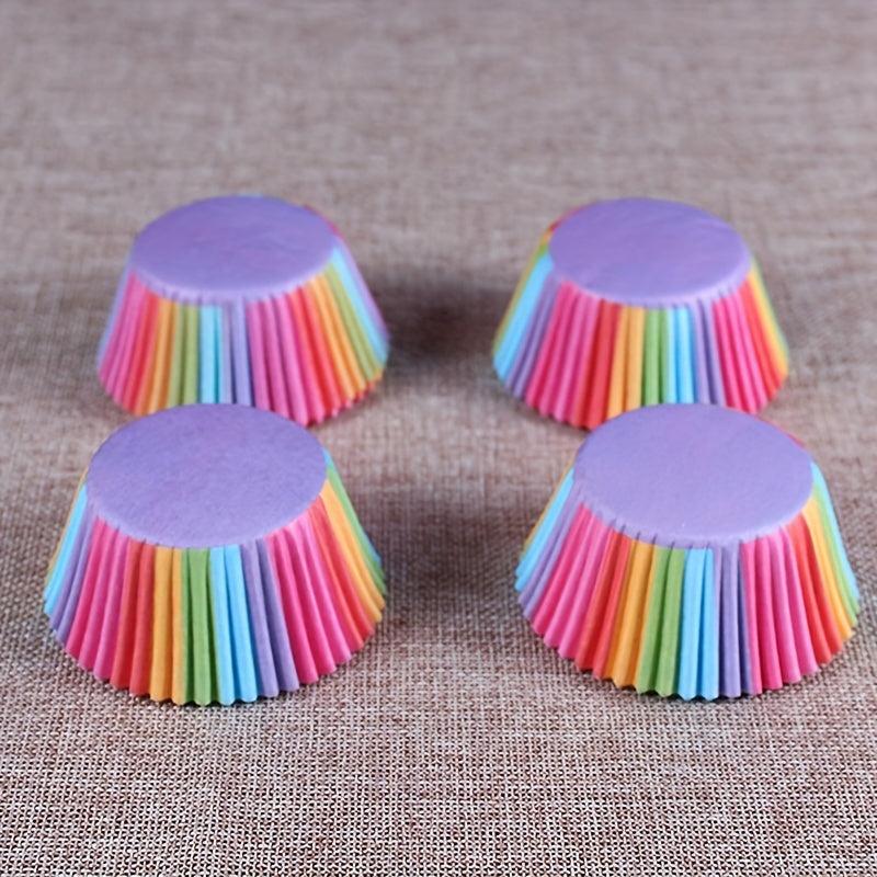 100pcs Rainbow Paper Cup for Baking Cake Desserts