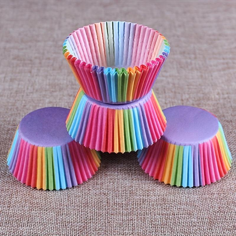 100pcs Rainbow Paper Cup for Baking Cake Desserts