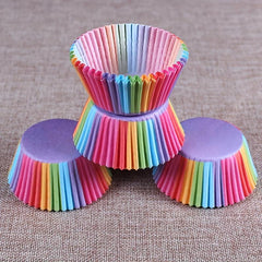 100pcs Rainbow Paper Cup for Baking Cake Desserts