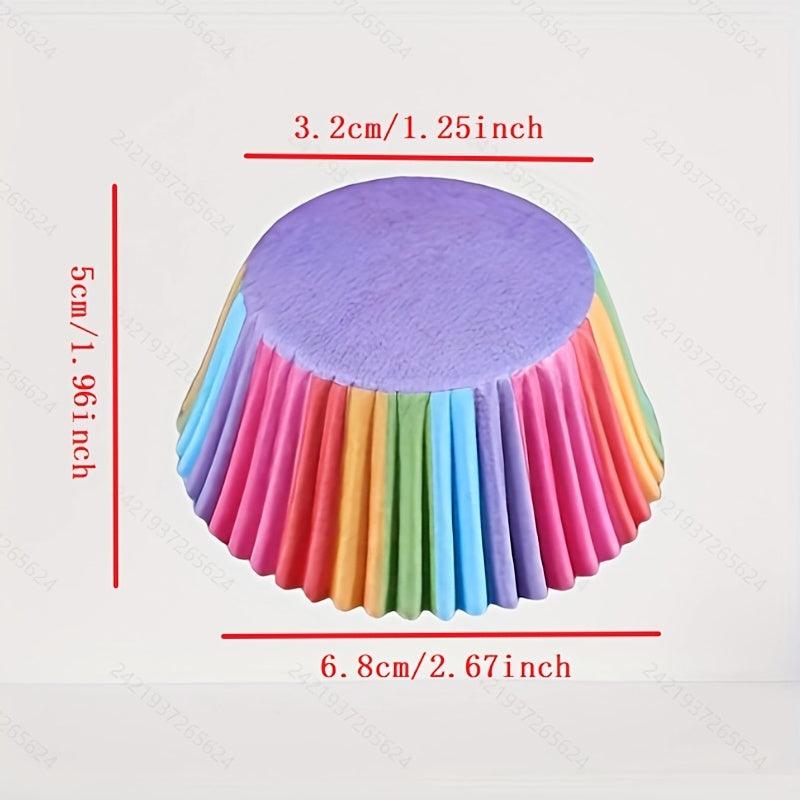 100pcs Rainbow Paper Cup for Baking Cake Desserts