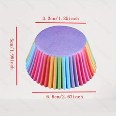 100pcs Rainbow Paper Cup for Baking Cake Desserts