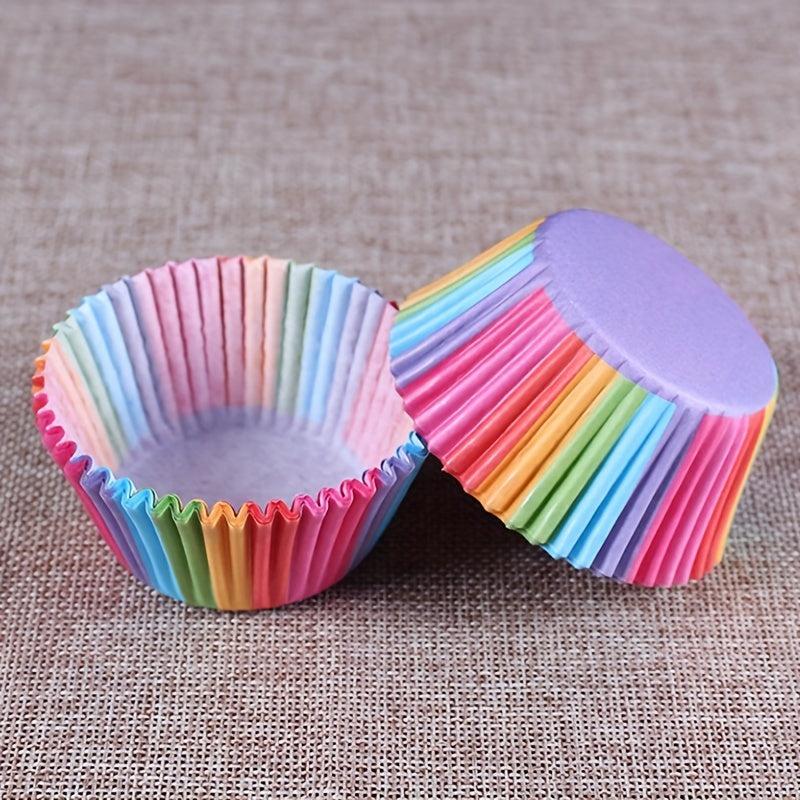 100pcs Rainbow Paper Cup for Baking Cake Desserts