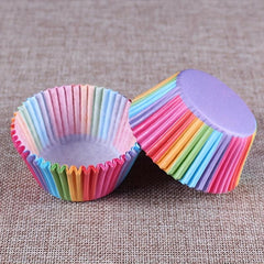100pcs Rainbow Paper Cup for Baking Cake Desserts