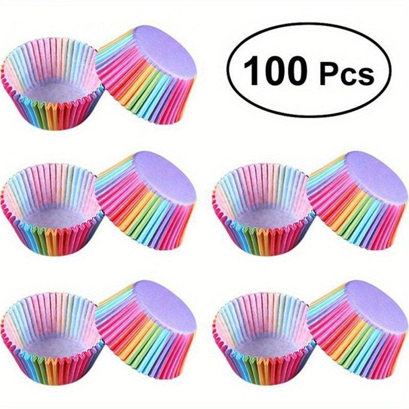 100pcs Rainbow Paper Cup for Baking Cake Desserts