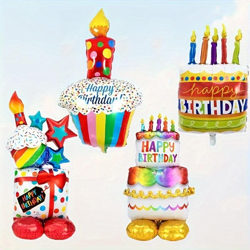 Happy Birthday Cake Balloon Self Standing Cupcake Birthday Party Decorations