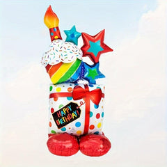 Happy Birthday Cake Balloon Self Standing Cupcake Birthday Party Decorations