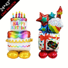 Happy Birthday Cake Balloon Self Standing Cupcake Birthday Party Decorations