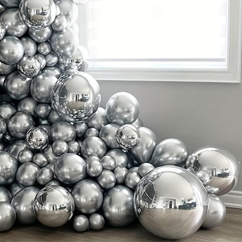 97 Piece Silver 4D Foil Balloon Garland Arch Set for Events
