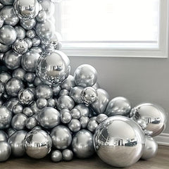 97 Piece Silver 4D Foil Balloon Garland Arch Set for Events
