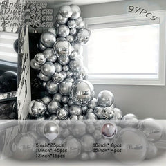 97 Piece Silver 4D Foil Balloon Garland Arch Set for Events