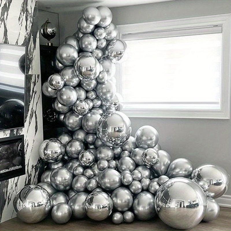 97 Piece Silver 4D Foil Balloon Garland Arch Set for Events