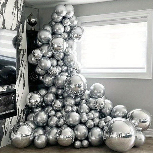 97 Piece Silver 4D Foil Balloon Garland Arch Set for Events