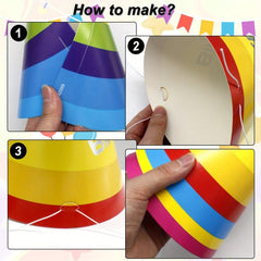12pcs Rainbow Birthday Party Hats with Elastic Ropes