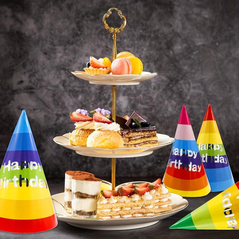 12pcs Rainbow Birthday Party Hats with Elastic Ropes