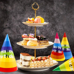 12pcs Rainbow Birthday Party Hats with Elastic Ropes