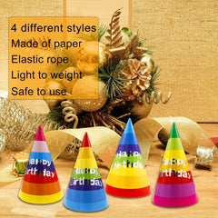 12pcs Rainbow Birthday Party Hats with Elastic Ropes