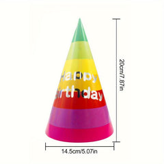 12pcs Rainbow Birthday Party Hats with Elastic Ropes