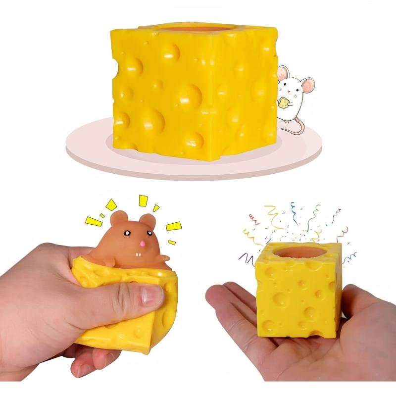 Cheese Toy Squeeze Stress Ball Mice In Cheese Toy Anxiety Relief Sensory