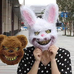 Halloween Plush Rabbit Mask for Scary Fun Party