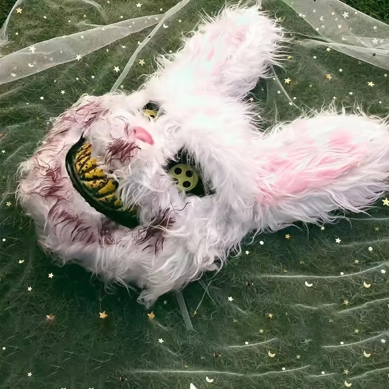 Halloween Plush Rabbit Mask for Scary Fun Party