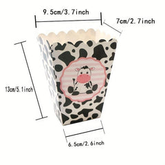 6pc Farm Animal Popcorn Boxes Yellow Popcorn Bucket Individual Soccer Game Conta