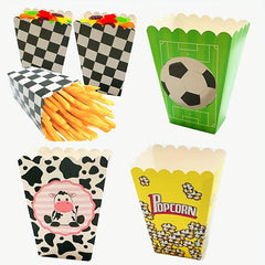 6pc Farm Animal Popcorn Boxes Yellow Popcorn Bucket Individual Soccer Game Conta