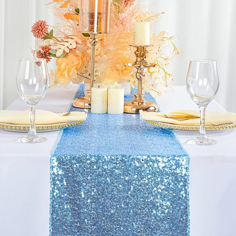 Sky Sequin Disposable Table Runner - Add Sparkle to Your Party