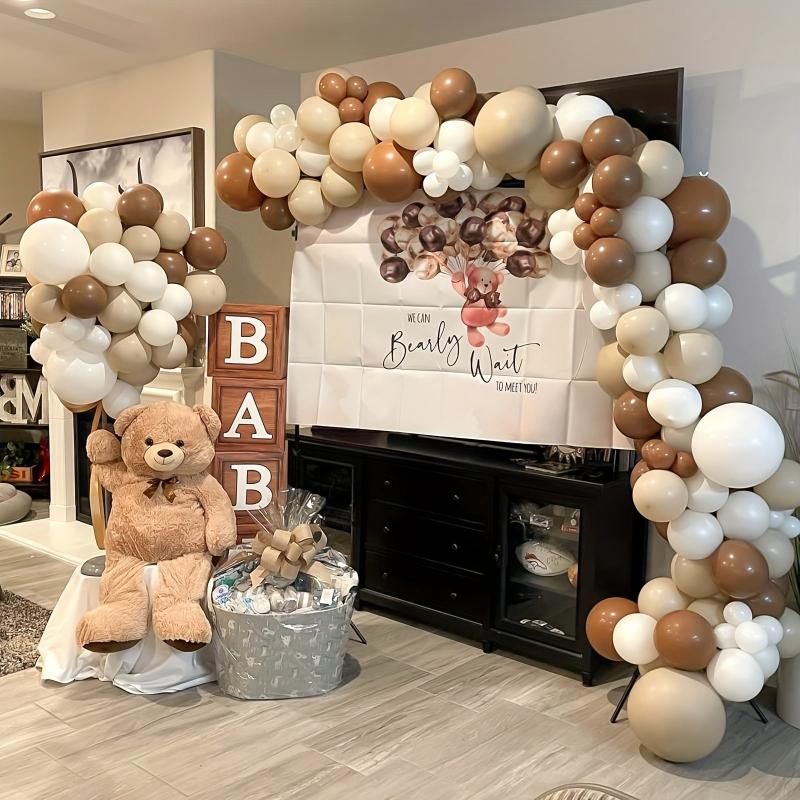 276pcs Boho Brown Balloons Kit for Teddy Bear Baby Shower