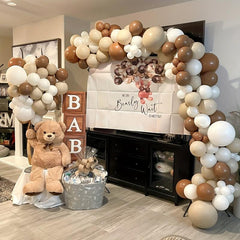 276pcs Boho Brown Balloons Kit for Teddy Bear Baby Shower