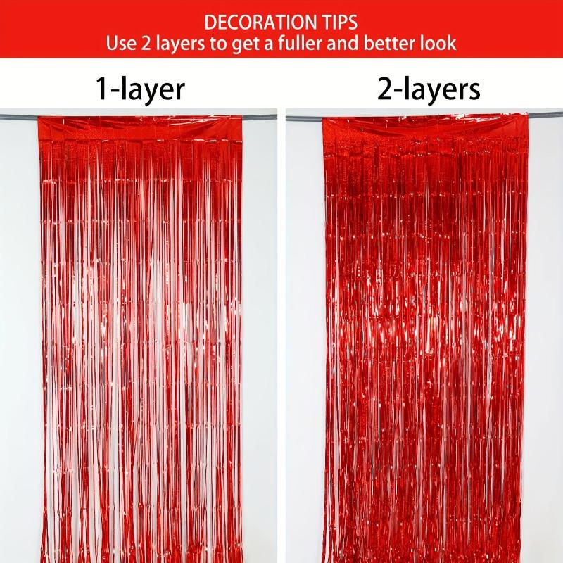 3pcs Iridescent Red Backdrop Fringe Red Streamers For Red Party Decorations