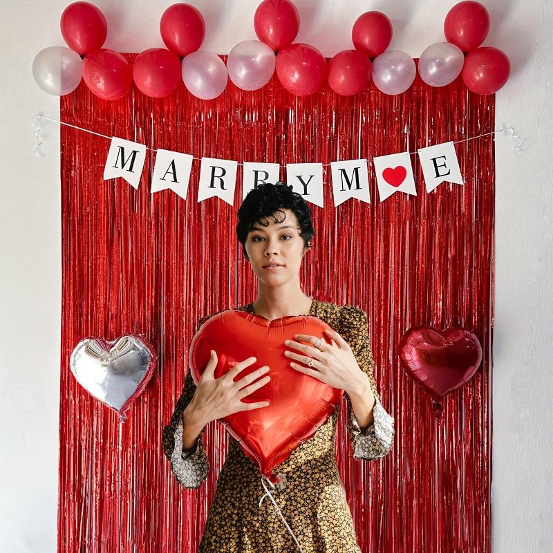 3pcs Iridescent Red Backdrop Fringe Red Streamers For Red Party Decorations