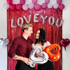 3pcs Iridescent Red Backdrop Fringe Red Streamers For Red Party Decorations