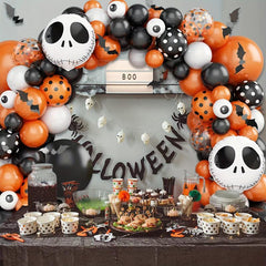 119 Orange Confetti Balloons & Spider Webs Set for Scary Birthday Party