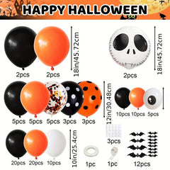 119 Orange Confetti Balloons & Spider Webs Set for Scary Birthday Party