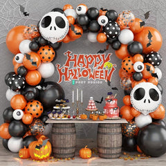 119 Orange Confetti Balloons & Spider Webs Set for Scary Birthday Party