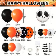 119 Orange Confetti Balloons & Spider Webs Set for Scary Birthday Party