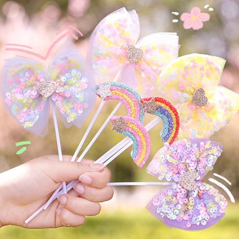 Sequin Bow Rainbow Happy Birthday Insert Birthday Cake Card Cake Decoration