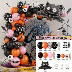 103pcs Orange Pink Confetti Balloons Halloween Spider Webs Kit
