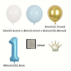 32pcs Macaron Pink Crown Number Balloon Set Children's Birthday Party Decoration