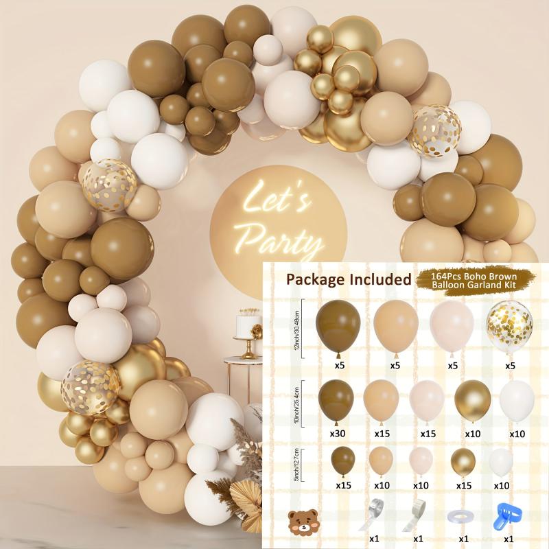 164pcs Brown Balloons Garland Arch Kit for Baby Shower