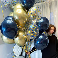 40th Birthday Navy Golden Balloons Decoration Set