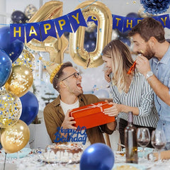 40th Birthday Navy Golden Balloons Decoration Set