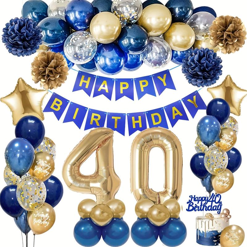 40th Birthday Navy Golden Balloons Decoration Set