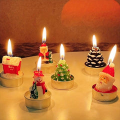 Christmas Candle Santa Claus Snowman Pine Cone Gift Shape Decoration